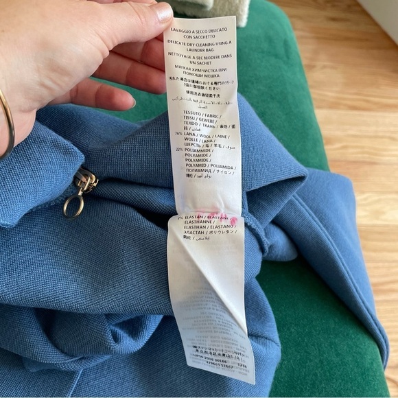 Stella Mccartney Blue Asymmetric Zipper Wool Jersey Sweater Jacket IT 46 US 10 - Picture 8 of 10